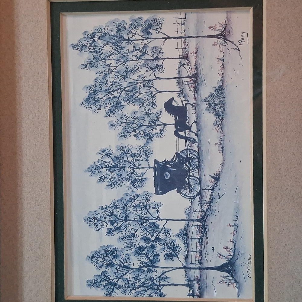 Vintage Pair M Frey Amish Country Art Lithographs Signed Numbered Carriage Buggy - Picture 5 of 16